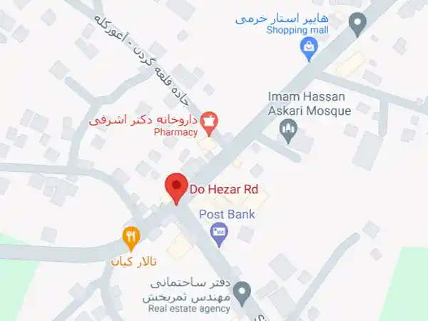 لوکیشن جاده دوهزار بر روی نقشه گوگل 