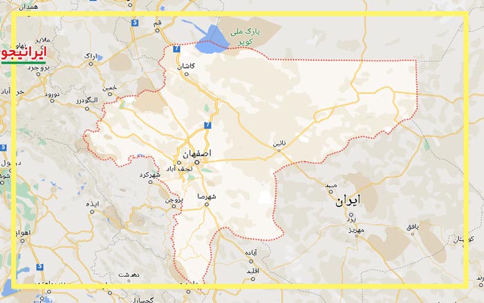 لوکیشن استان اصفهان روی نقشه گوگل