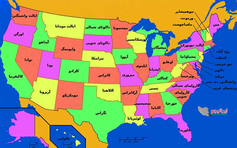 نقشه ایالت های آمریکا