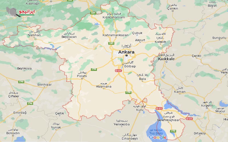 لوکیشن استان آنکارا روی نقشه گوگل مپ