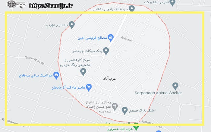 لوکیشن روستای عرب آباد روی نقشه گوگل