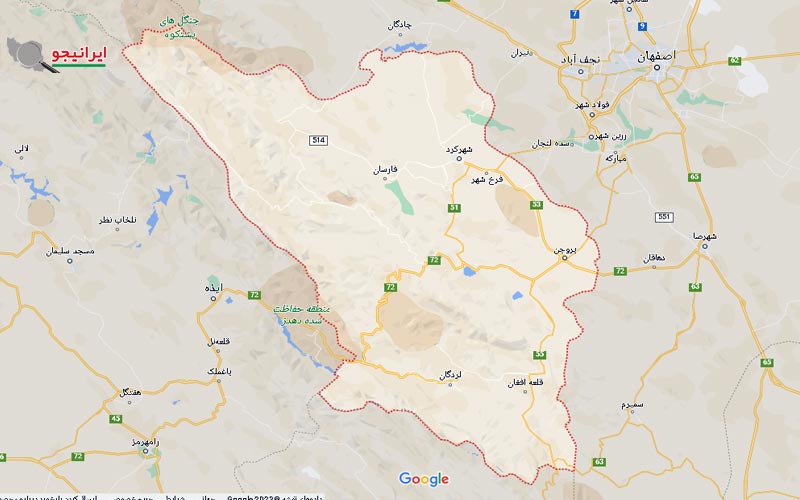 لوکیشن استان چهارمحال و بختیاری روی نقشه گوگل مپ