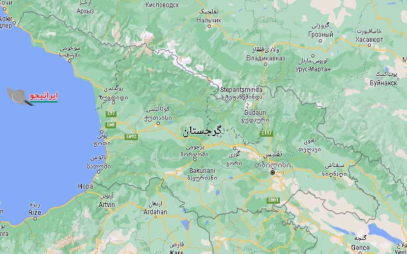 لوکیشن گرجستان روی نقشه گوگل مپ