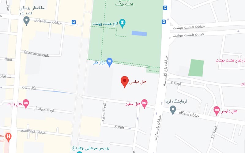 لوکیشن هتل عباسی روی نقشه گوگل مپ