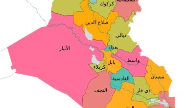 نقشه استان های عراق