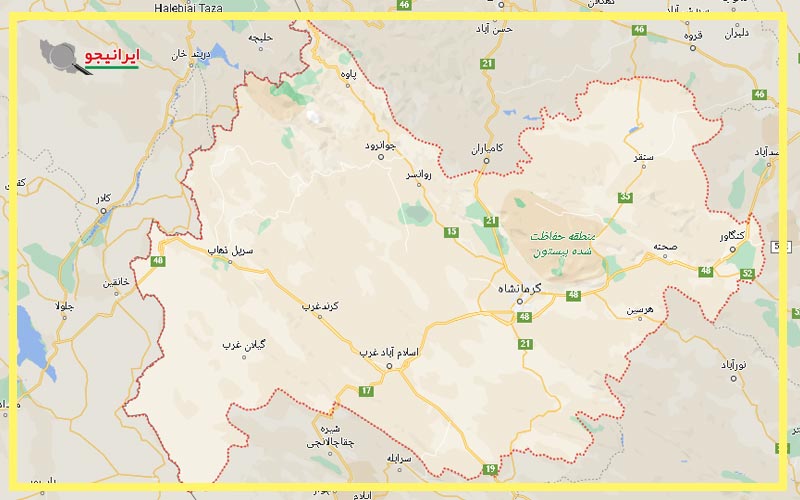 موقعیت استان کرمانشاه روی گوگل مپ