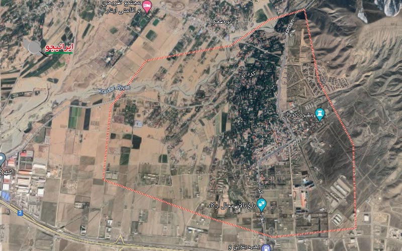 نقشه هوایی روستای کردان