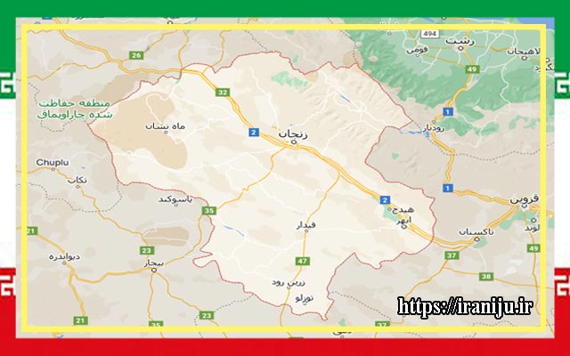 لوکیشن استان زنجان روی نقشه