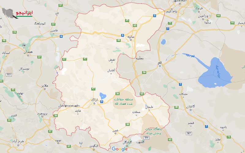 لوکیشن استان مرکزی روی نقشه گوگل مپ
