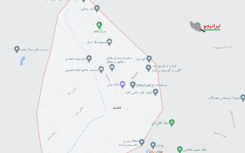 لوکیشن روستای پشند روی نقشه گوگل