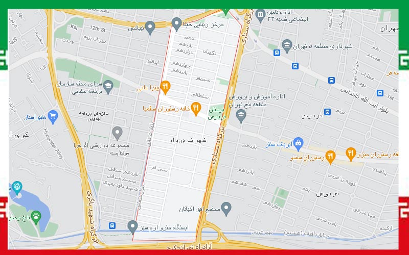 لوکیشن و نقشه محله شهرک پرواز تهران