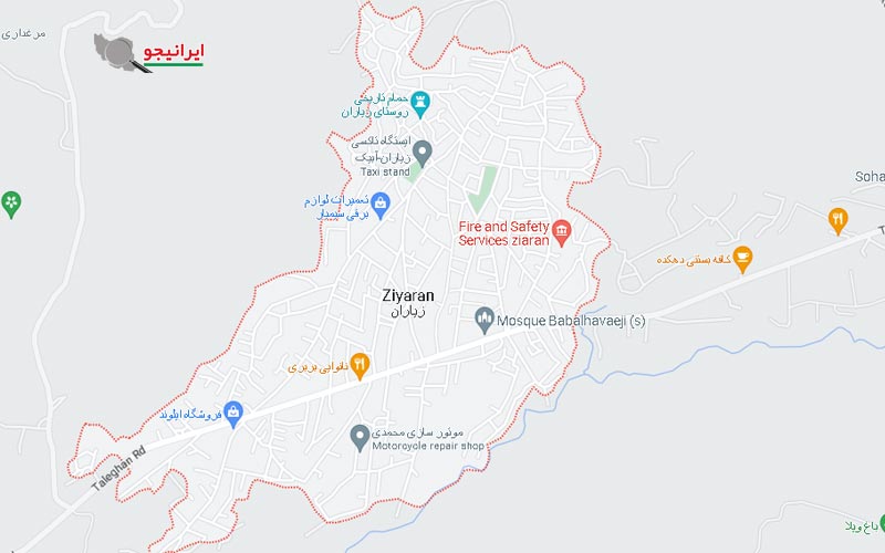 لوکیشن روستای زیاران روی نقشه گوگل مپ