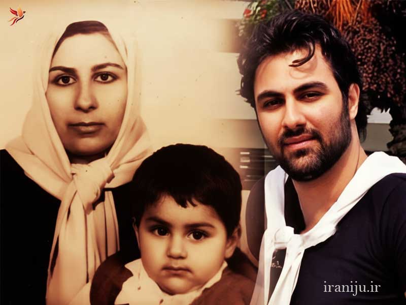 عکس دوران کودکی بابک انصاری در کنار مادرش