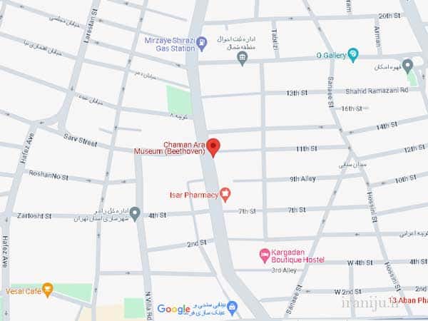 لوکیشن موزه بتهون (چمن آرا) روی نقشه گوگل مپ