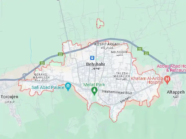لوکیشن بهشهر روی نقشه گوگل مپ