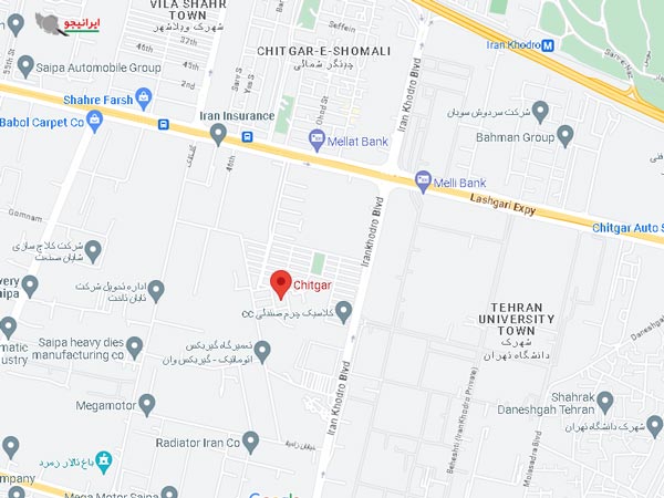 لوکیشن منطقه چیتگر روی نقشه گوگل مپ