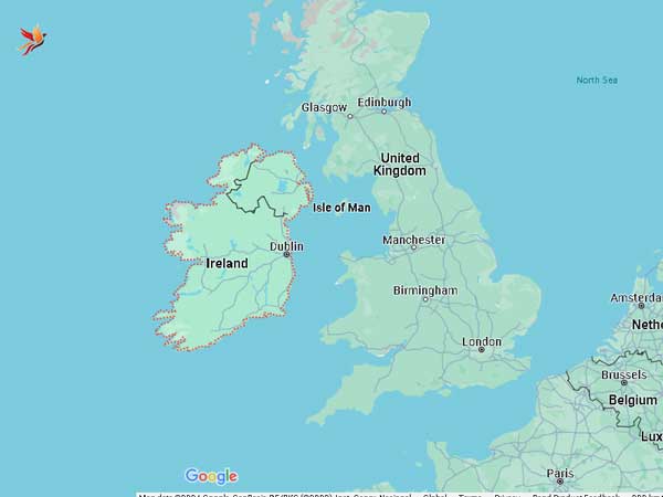 لوکیشن ایرلند روی نقشه گوگل مپ