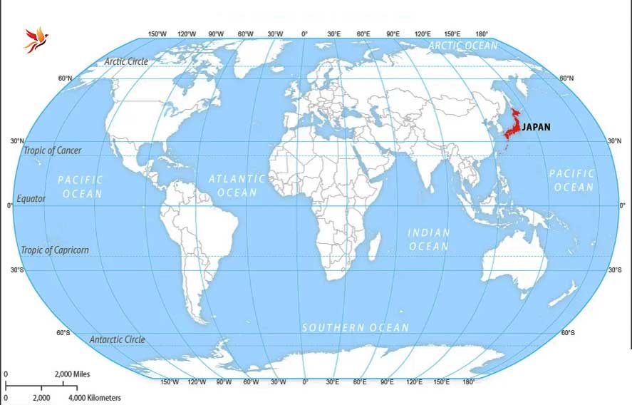 لوکیشن ژاپن در نقشه