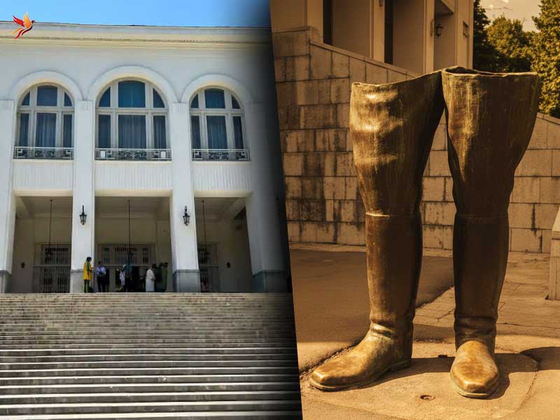 کاخ ملت (سفید) وسیع‌ترین عمارت سعدآباد با نماد چکمه های رضاخان