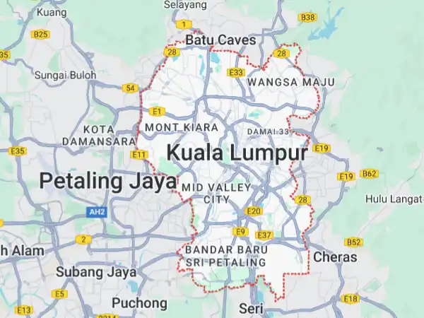 لوکیشن کوالالامپور روی نقشه گوگل