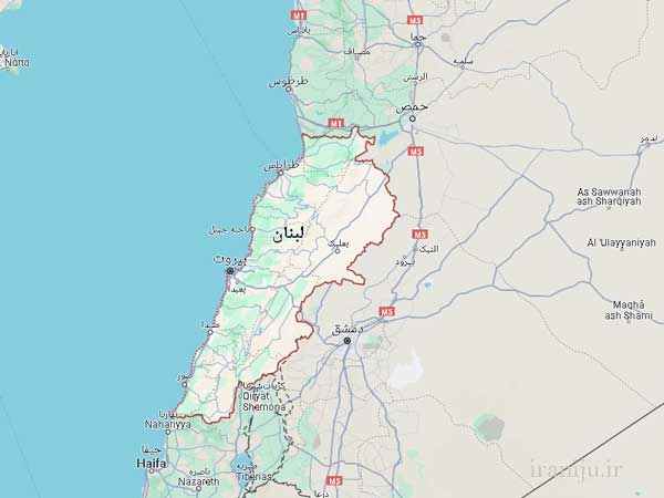 لوکیشن کشور لبنان روی نقشه گوگل مپ