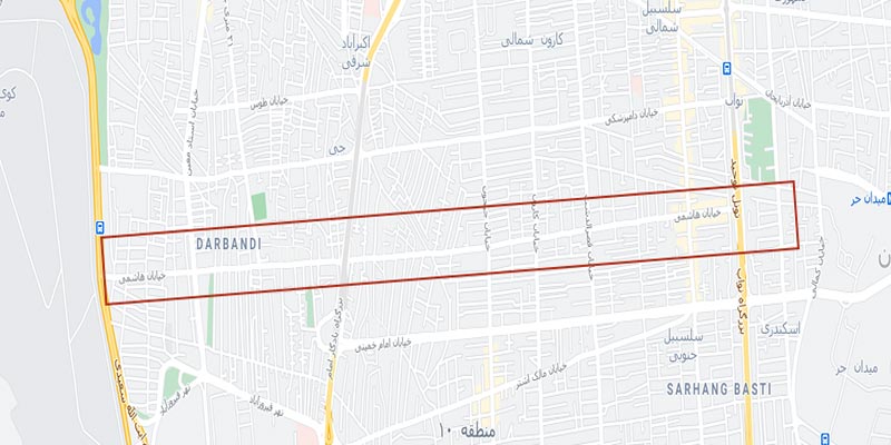 نقشه خیابان هاشمی تهران