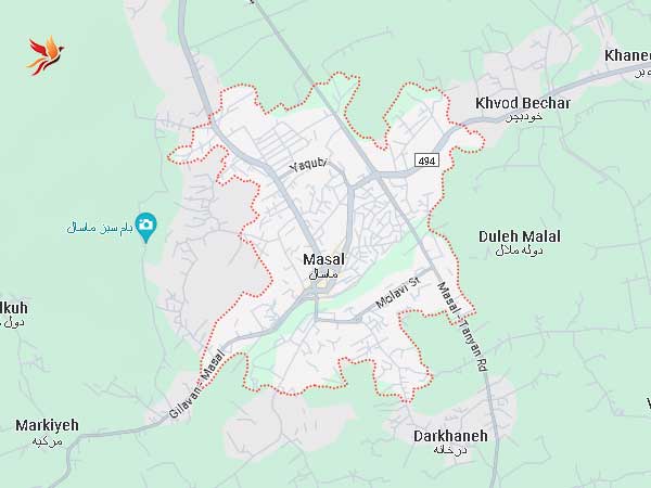 لوکیشن شهر ماسال روی نقشه گوگل مپ