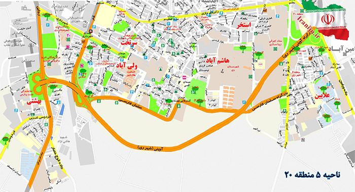ناحیه 5 تهران روی نقشه