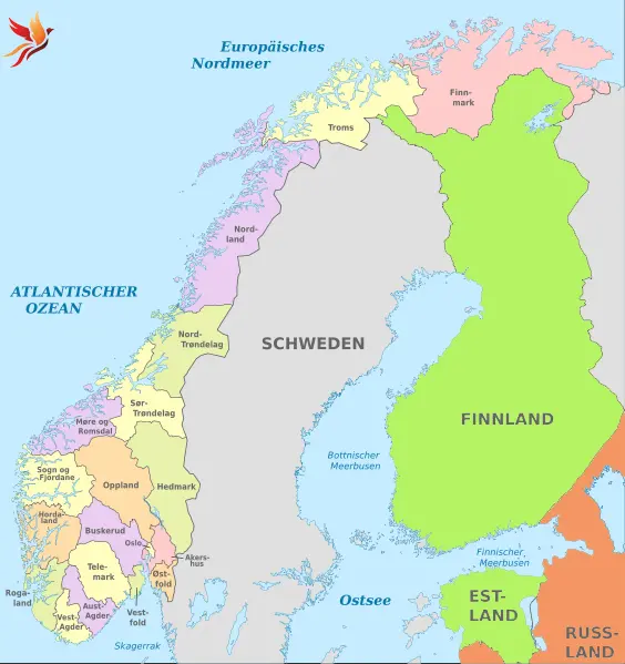 نقشه نروژ و همسایگان