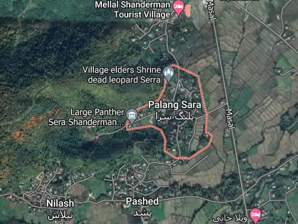 نقشه هوایی روستای پلنگ سرا