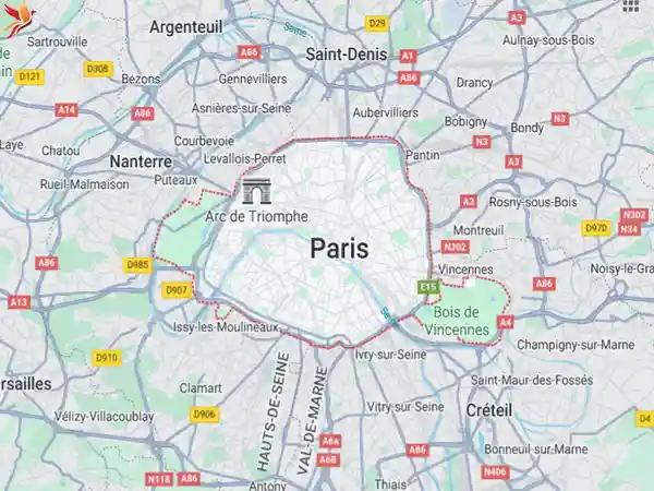 لوکیشن پاریس بر روی نقشه گوگل