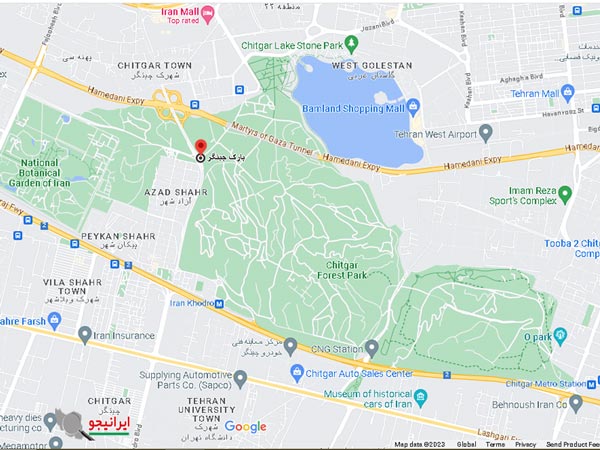 لوکیشن پارک چیتگر روی نقشه گوگل مپ