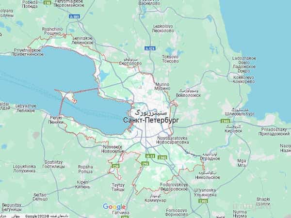 لوکیشن شهر سن پترزبورگ روی نقشه گوگل مپ