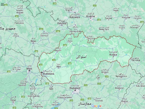 لوکیشن کشور اسلواکی روی نقشه گوگل مپ
