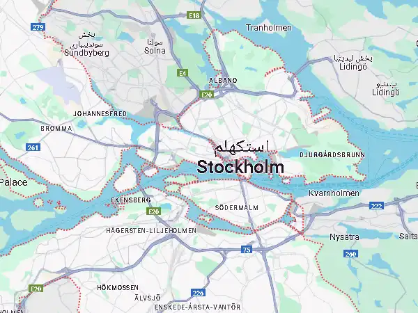 لوکیشن شهر استکهلم روی نقشه گوگل مپ