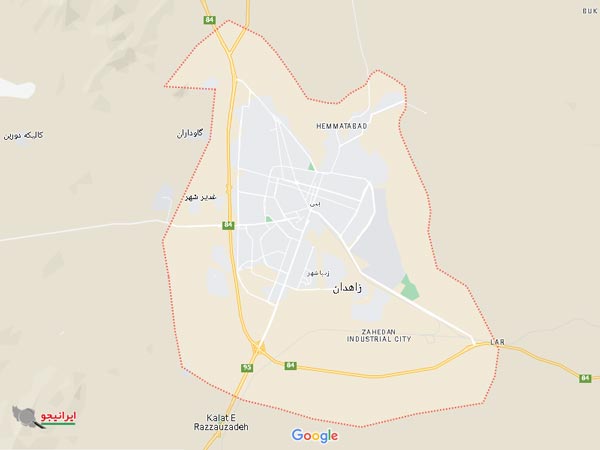 لوکیشن شهر زاهدان روی نقشه گوگل مپ ایران